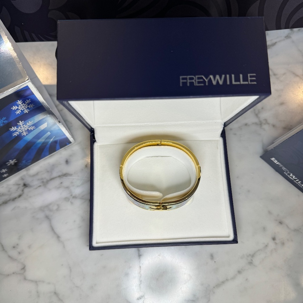 💕HOST PICK💕Frey Wille Royal Clasp Gold Enamel Bangle Claude Monet "Iris". - Picture 3 of 15